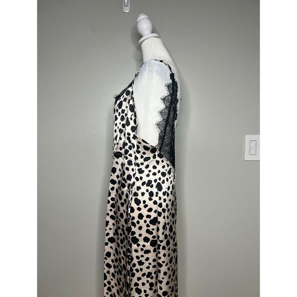 NWT By Anthropologie V-Neck Open-Back Slip Midi Dress Animal Print Sz M Mob Wife - Picture 5 of 13